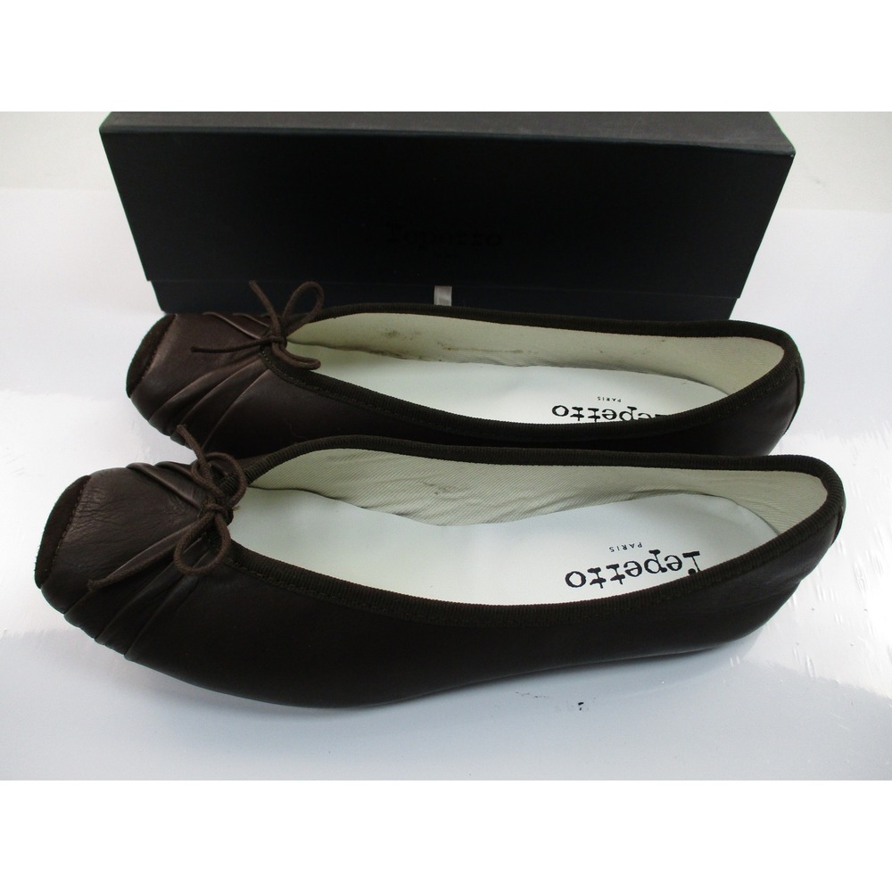 Repetto Ballet Flats 39/US size 8 Chocolate Brown Leather Square Toe French Chic - Picture 5 of 12